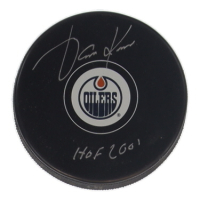 Jari Kurri Signed Oilers Logo Hockey Puck Inscribed "HOF 2001" (Schwartz) at PristineAuction.com