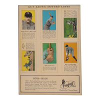 1979 VIntage Babe Ruth Fro-Joy Ice Cream Uncut Card Sheet at PristineAuction.com