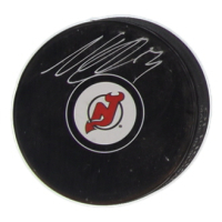 Nico Hischier Signed Devils Logo Hockey Puck (JSA) at PristineAuction.com