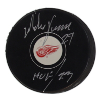 Mike Vernon Signed Red Wings Logo Hockey Puck Inscribed "HOF 2023" (Schwartz) at PristineAuction.com