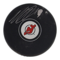 Nico Hischier Signed Devils Logo Hockey Puck (JSA) at PristineAuction.com
