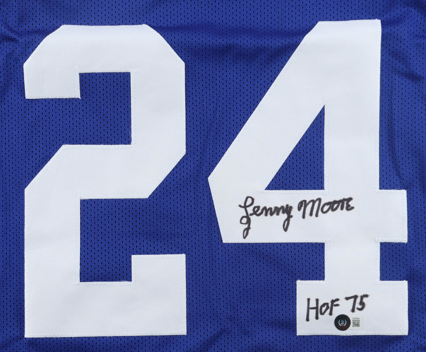Lenny Moore Signed Jersey Inscribed "HOF 75" (Beckett) at PristineAuction.com Lenny Moore Signed Jersey Inscribed "HOF 75" (Beckett) at PristineAuction.com