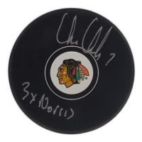 Chris Chelios Signed Blackhawks Logo Hockey Puck Inscribed "3x Norris" (Schwartz) at PristineAuction.com