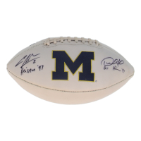Charles Woodson & Desmond Howard Signed Michigan Wolverines Logo Football Inscribed "Heisman '97" & "Heisman '91" (JSA) at PristineAuction.com