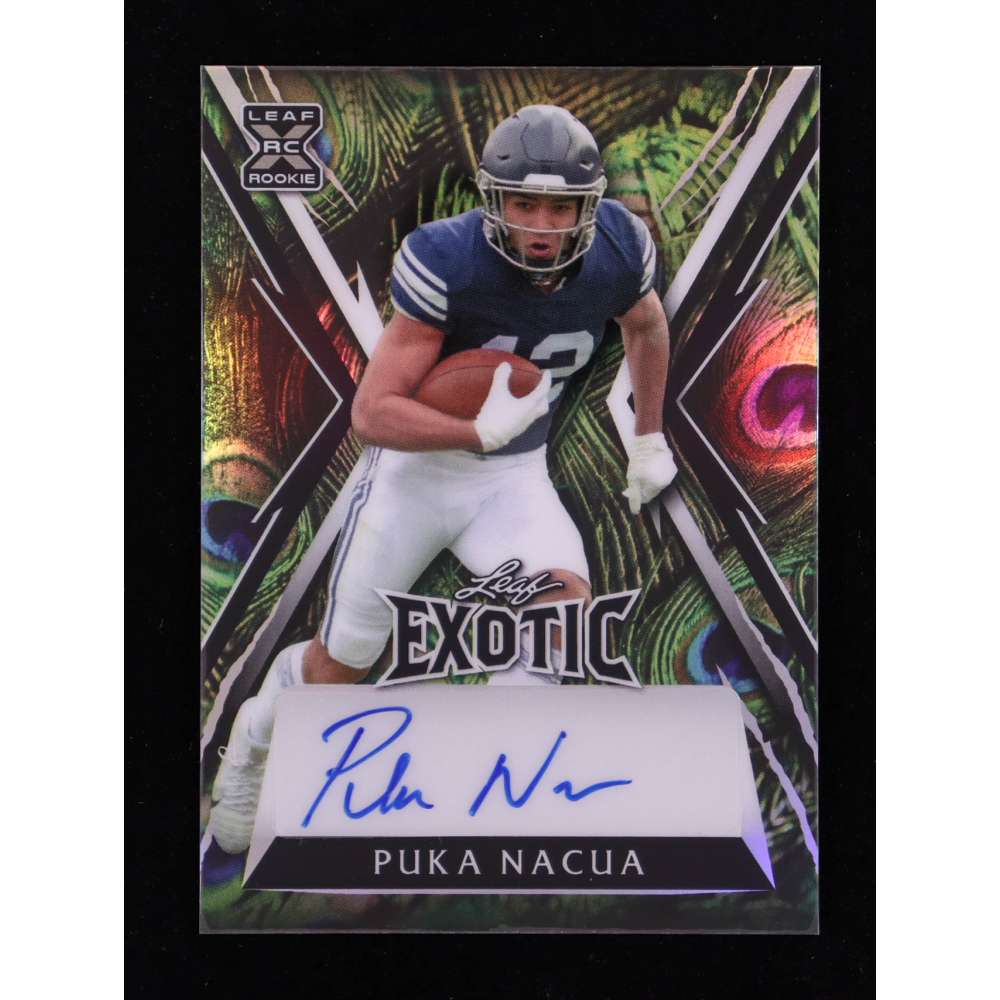 Puka Nacua 2023 Leaf Exotic Autographs Prismatic Peacock #BAPN1 RC #5/10 at PristineAuction.com