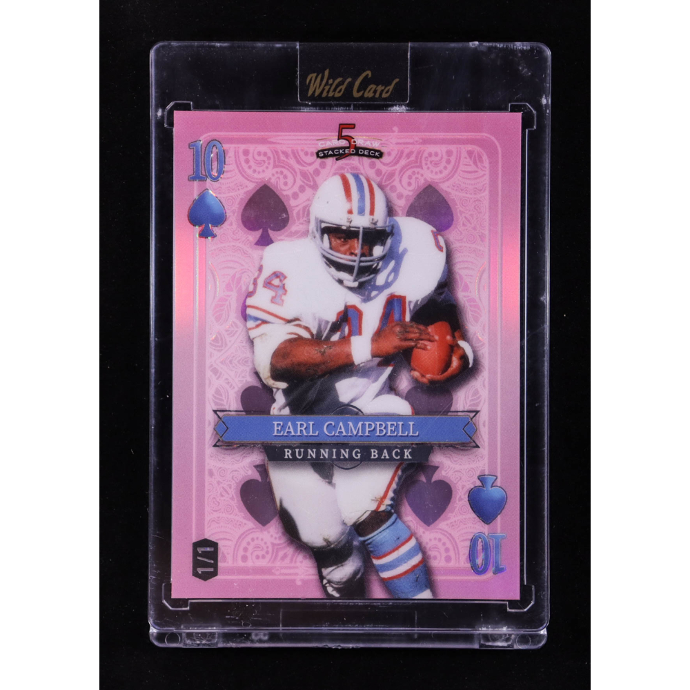 Earl Campbell 2024 Wild Card 5 Card Draw Stacked Deck 10 of Spades Holo Pink #ECN #1/1 at PristineAuction.com