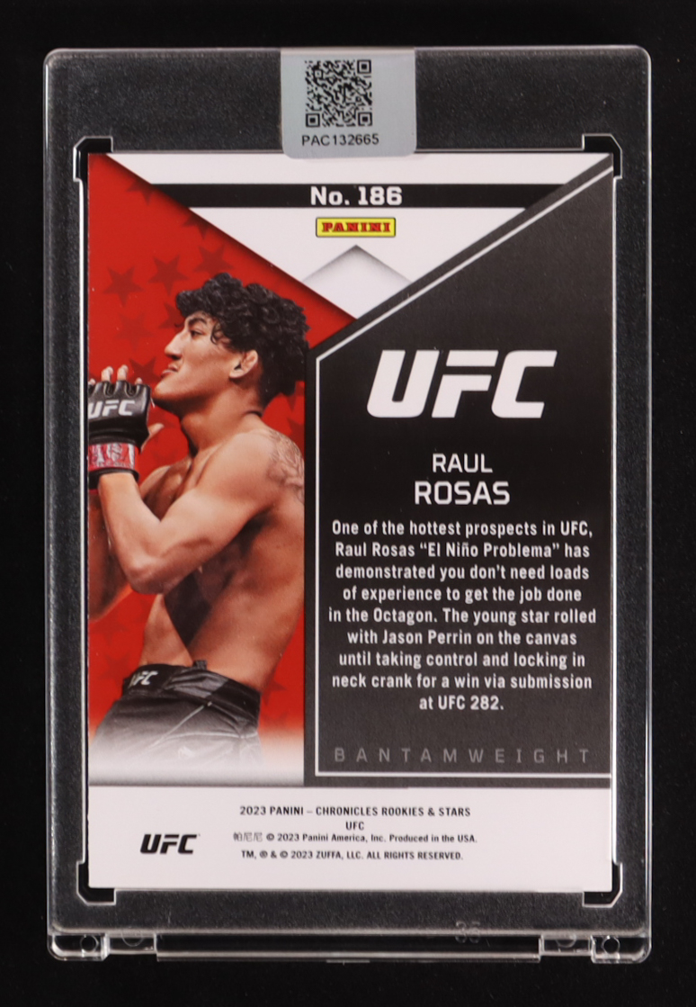 Raul Rosas Jr. Signed 2023 Panini Chronicles UFC Rookies & Stars #186 RC (PA) at PristineAuction.com Raul Rosas Jr. Signed 2023 Panini Chronicles UFC Rookies & Stars #186 RC (PA) at PristineAuction.com