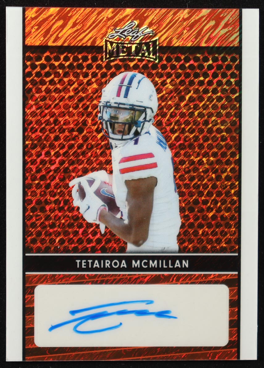 Tetairoa McMillan 2024 Leaf Metal Collective Leaf Autographs Shimmer Orange #LATMM #02/10 RC at PristineAuction.com Tetairoa McMillan 2024 Leaf Metal Collective Leaf Autographs Shimmer Orange #LATMM #02/10 RC at PristineAuction.com