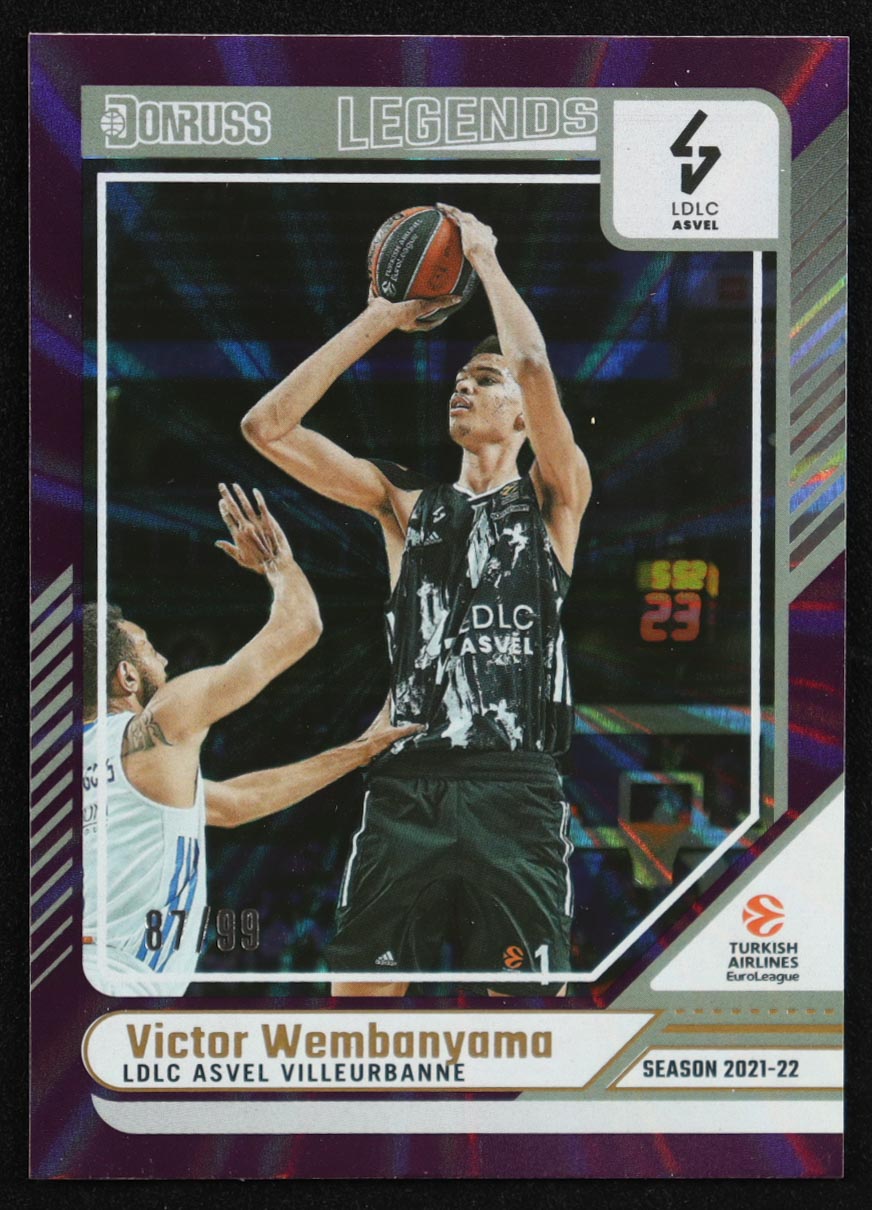 Victor Wembanyama 2024-25 Donruss Turkish Airlines EuroLeague Purple Laser #161 LEG #87/99 at PristineAuction.com Victor Wembanyama 2024-25 Donruss Turkish Airlines EuroLeague Purple Laser #161 LEG #87/99 at PristineAuction.com