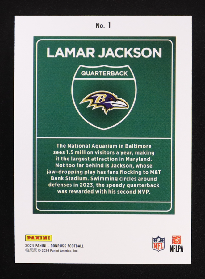 Lamar Jackson 2024 Donruss Downtown #1 at PristineAuction.com Lamar Jackson 2024 Donruss Downtown #1 at PristineAuction.com