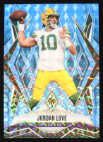 Jordan Love 2025 Panini Phoenix Light Blue Pyramids #117 #198/385 at PristineAuction.com