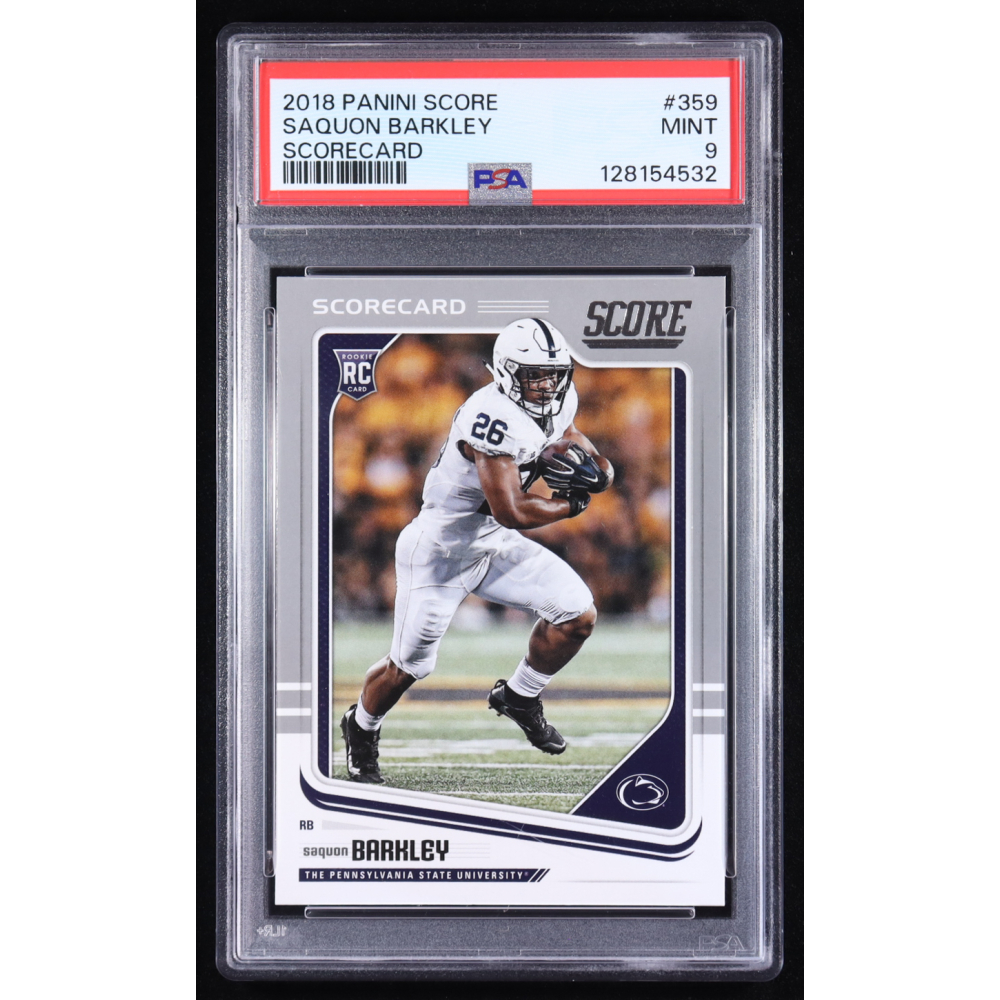 Saquon Barkley 2018 Panini Score Scorecard #359 RC (PSA 9) at PristineAuction.com
