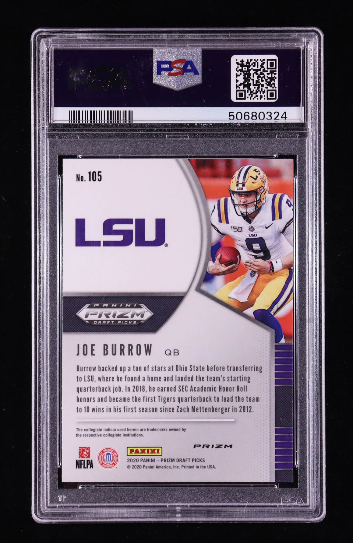 Joe Burrow 2020 Panini Prizm Draft Picks Prizms Silver #105 RC (PSA 10) at PristineAuction.com Joe Burrow 2020 Panini Prizm Draft Picks Prizms Silver #105 RC (PSA 10) at PristineAuction.com