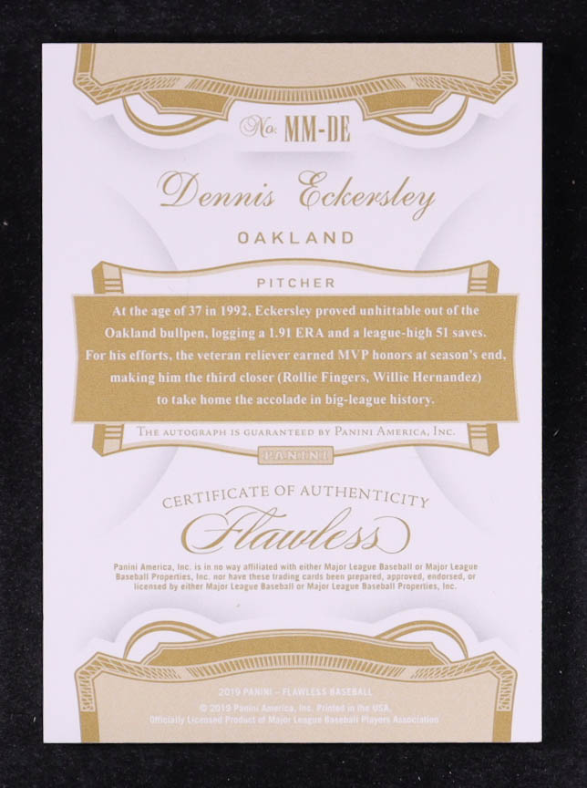 Dennis Eckersley 2019 Panini Flawless Memorable Marks Autographs Ruby #14 #10/20 at PristineAuction.com Dennis Eckersley 2019 Panini Flawless Memorable Marks Autographs Ruby #14 #10/20 at PristineAuction.com