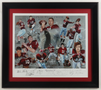 LE Alabama Crimson Tide "Quarterback U" Custom Framed Lithograph Display Signed By (16) with Steve R. Skipper, Bart Starr, Ken Stabler, Gary Rutledge (JSA) at PristineAuction.com