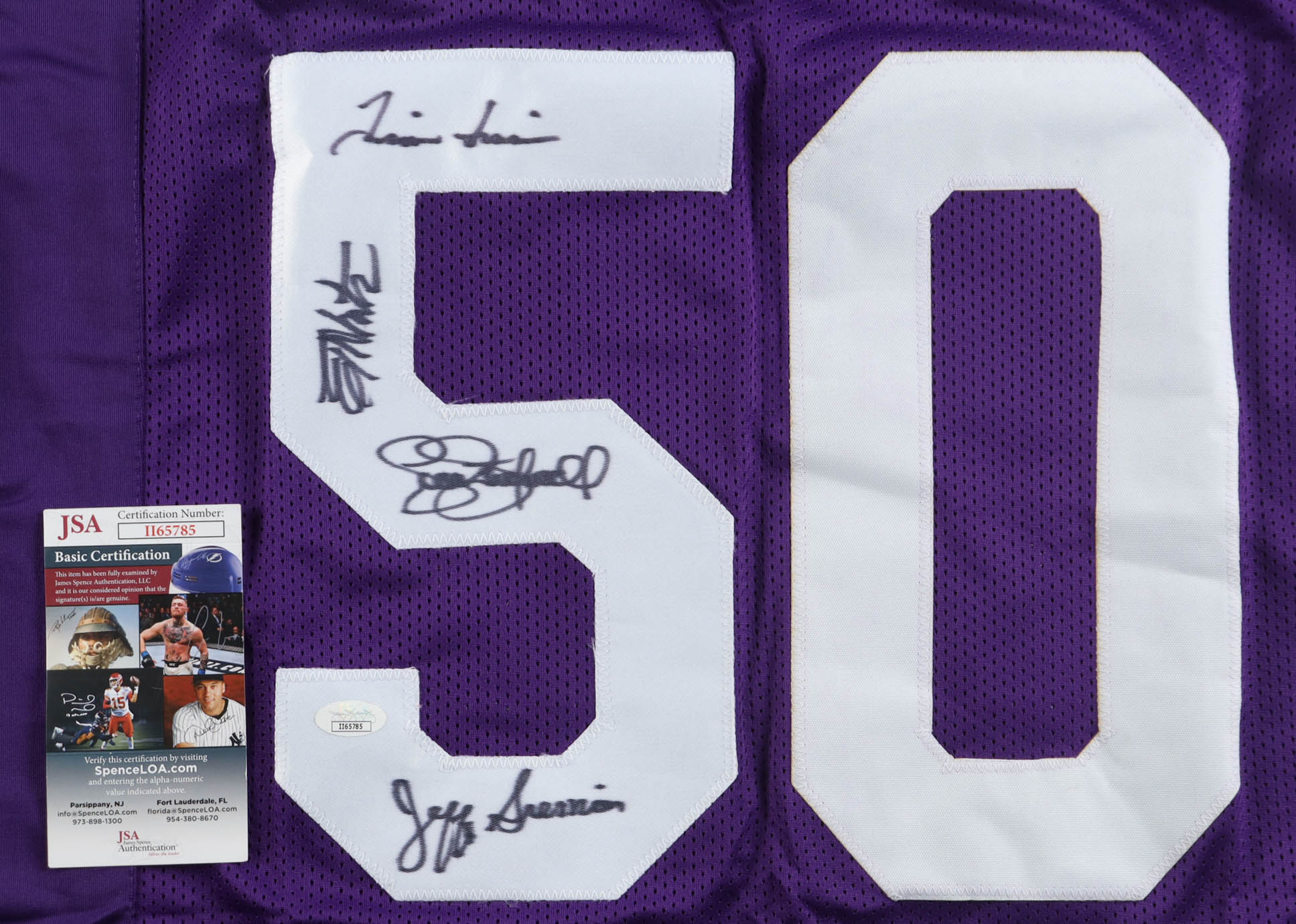 "50 Greatest" Jersey Signed by (4) with Jeff Siemon, Ed White, Tim Irwin & Scott Studwell (JSA) at PristineAuction.com "50 Greatest" Jersey Signed by (4) with Jeff Siemon, Ed White, Tim Irwin & Scott Studwell (JSA) at PristineAuction.com