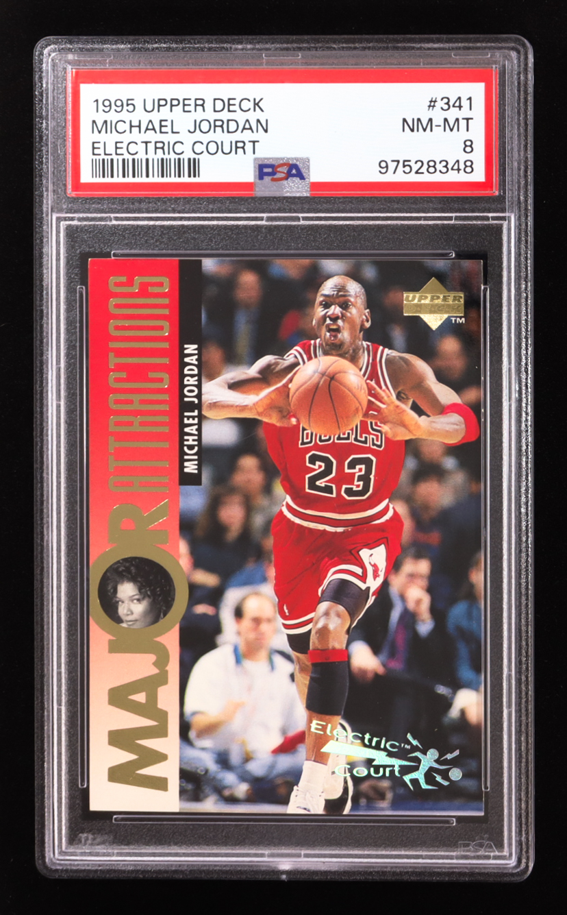 Michael Jordan / Queen Latifah 1995-96 Upper Deck Electric Court #341 MA (PSA 8) at PristineAuction.com Michael Jordan / Queen Latifah 1995-96 Upper Deck Electric Court #341 MA (PSA 8) at PristineAuction.com