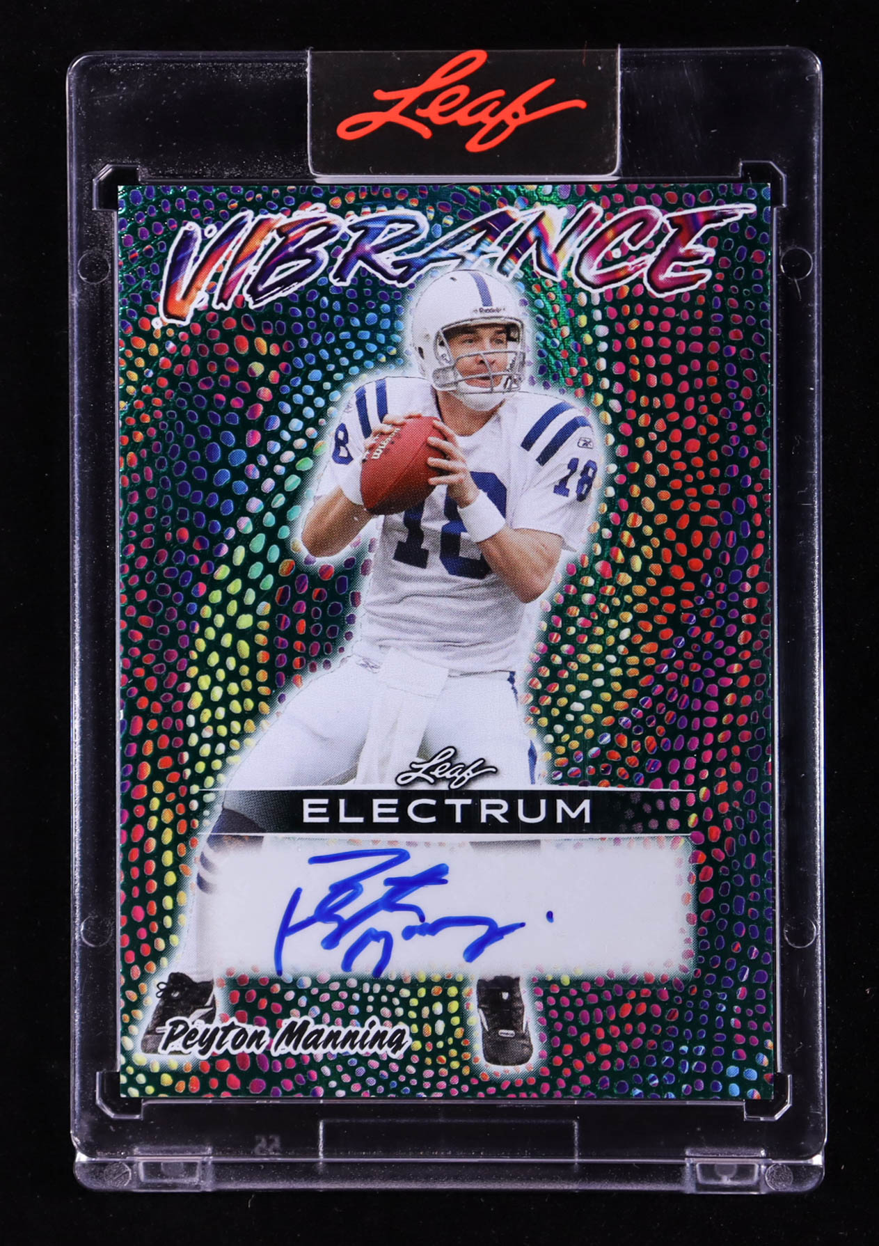Peyton Manning 2025 Leaf Electrum Vibrance Autographs Green #VPM1 #1/1 at PristineAuction.com Peyton Manning 2025 Leaf Electrum Vibrance Autographs Green #VPM1 #1/1 at PristineAuction.com
