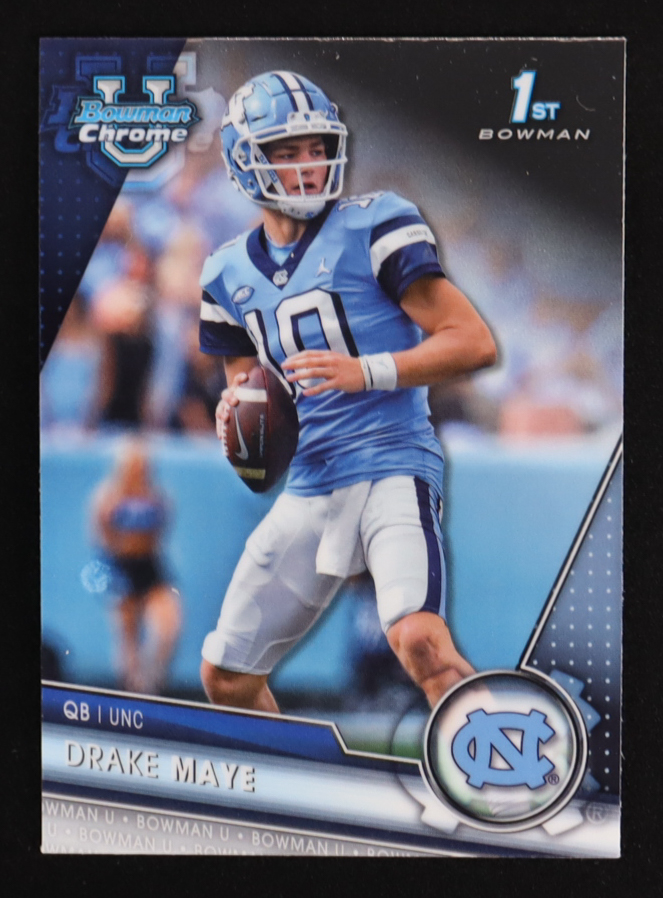 Drake Maye 2023 Bowman Chrome University #200 RC at PristineAuction.com Drake Maye 2023 Bowman Chrome University #200 RC at PristineAuction.com