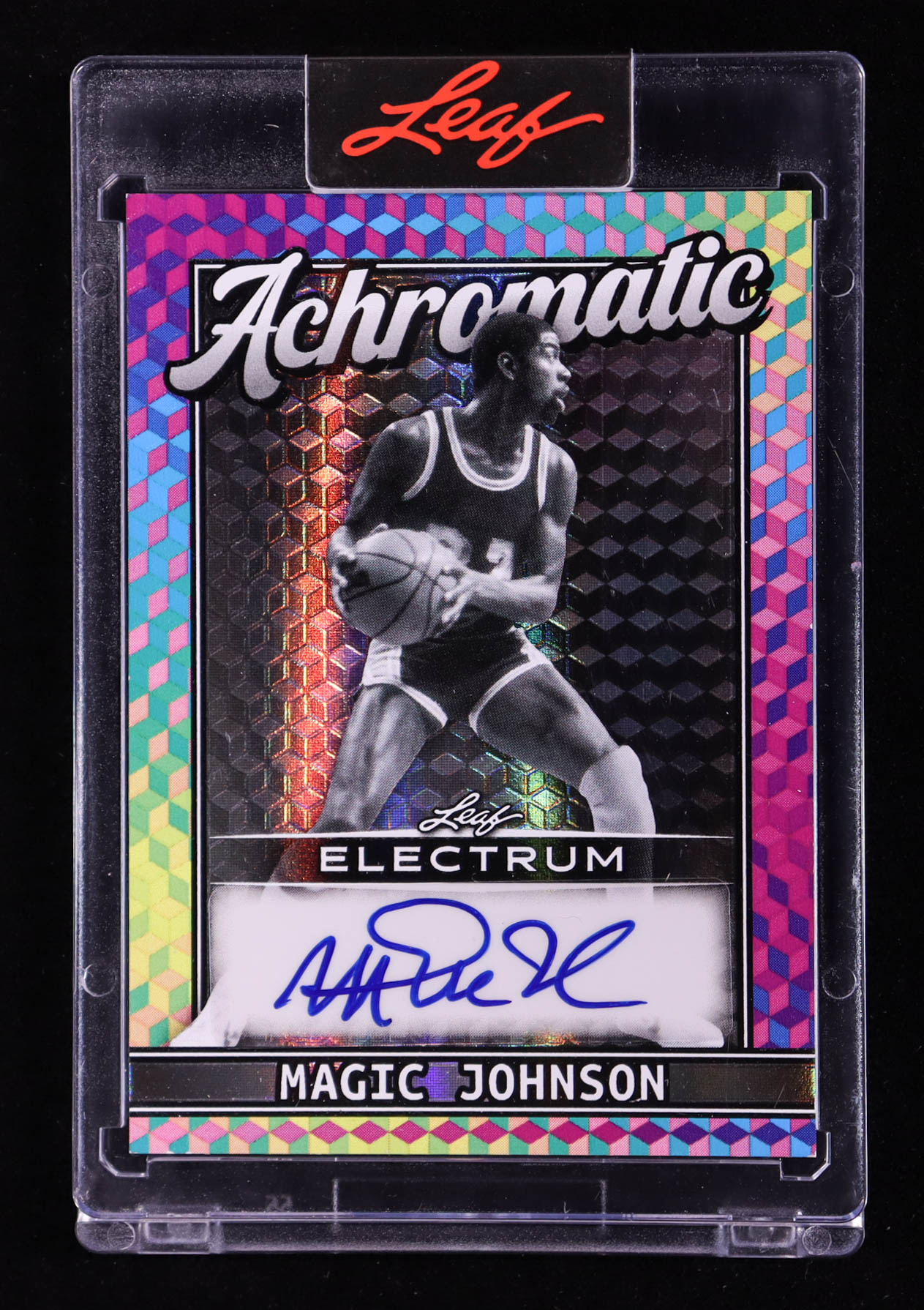 Magic Johnson 2025 Leaf Electrum Achromatic Autographs Spectrum Black and White #AMJ1 #1/3 at PristineAuction.com Magic Johnson 2025 Leaf Electrum Achromatic Autographs Spectrum Black and White #AMJ1 #1/3 at PristineAuction.com