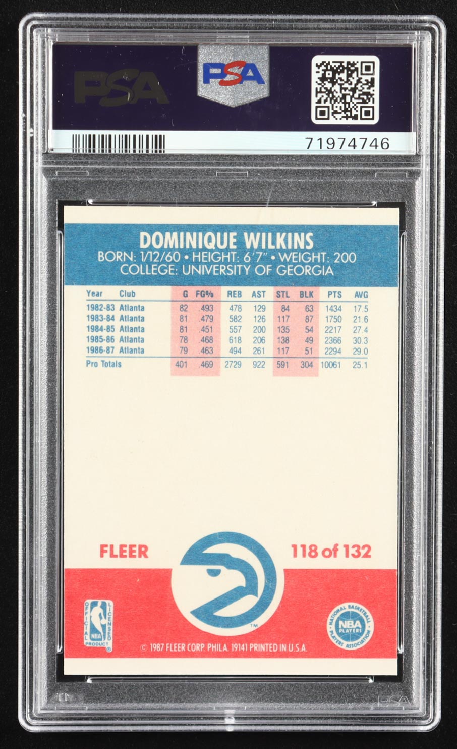 Dominique Wilkins 1987-88 Fleer #118 (PSA 9) at PristineAuction.com Dominique Wilkins 1987-88 Fleer #118 (PSA 9) at PristineAuction.com