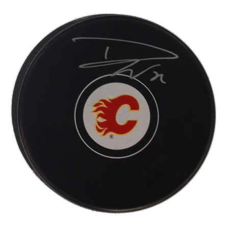 Dustin Wolf Signed Flames Logo Hockey Puck (COJO) at PristineAuction.com Dustin Wolf Signed Flames Logo Hockey Puck (COJO) at PristineAuction.com