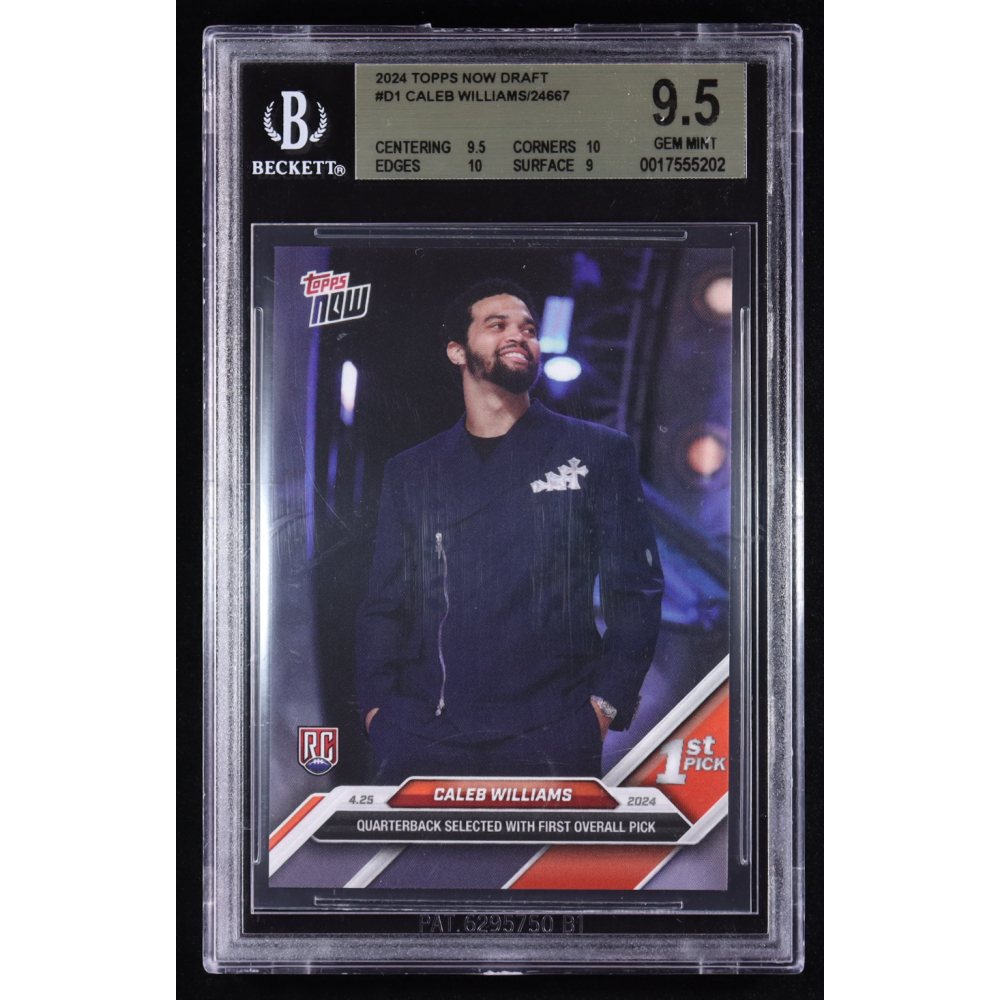 Caleb Williams 2024 Topps Now Draft #D-1 RC (BGS 9.5) at PristineAuction.com
