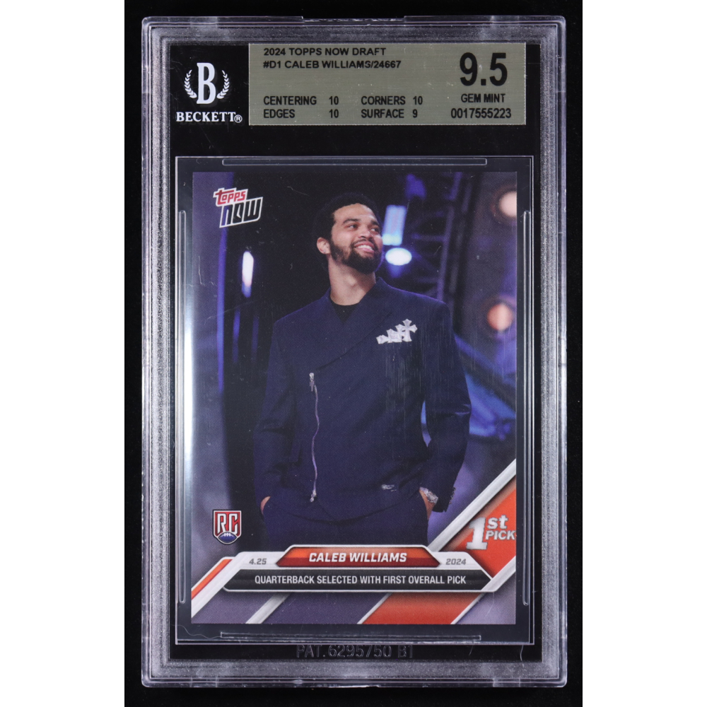 Caleb Williams 2024 Topps Now Draft #D-1 RC (BGS 9.5) at PristineAuction.com