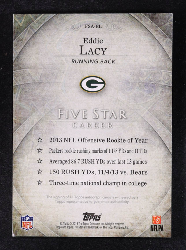Eddie Lacy 2014 Topps Five Star Autographs #FSAEL at PristineAuction.com Eddie Lacy 2014 Topps Five Star Autographs #FSAEL at PristineAuction.com