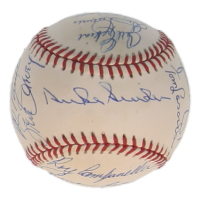 Dodgers Old Timers ONL Baseball Signed by (16) with Duke Snider, Preacher Roe, Tom Lasorda, Preacher Roe, Steve Garvey (Stacks of Plaques) at PristineAuction.com