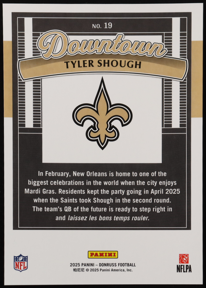 Tyler Shough 2025 Panini Donruss Football Oversized Downtown Jumbo #19 RC at PristineAuction.com Tyler Shough 2025 Panini Donruss Football Oversized Downtown Jumbo #19 RC at PristineAuction.com