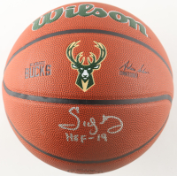Sidney Moncrief Signed Bucks Logo NBA Basketball Inscribed "HOF 19" (Schwartz) at PristineAuction.com