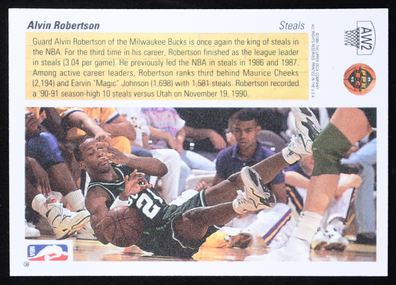 Alvin Robertson 1991-92 Upper Deck Award Winner Holograms #AW2 Steals Leader at PristineAuction.com Alvin Robertson 1991-92 Upper Deck Award Winner Holograms #AW2 Steals Leader at PristineAuction.com