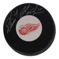 Dominik Hasek Signed Red Wings Logo Hockey Puck (COJO) at PristineAuction.com
