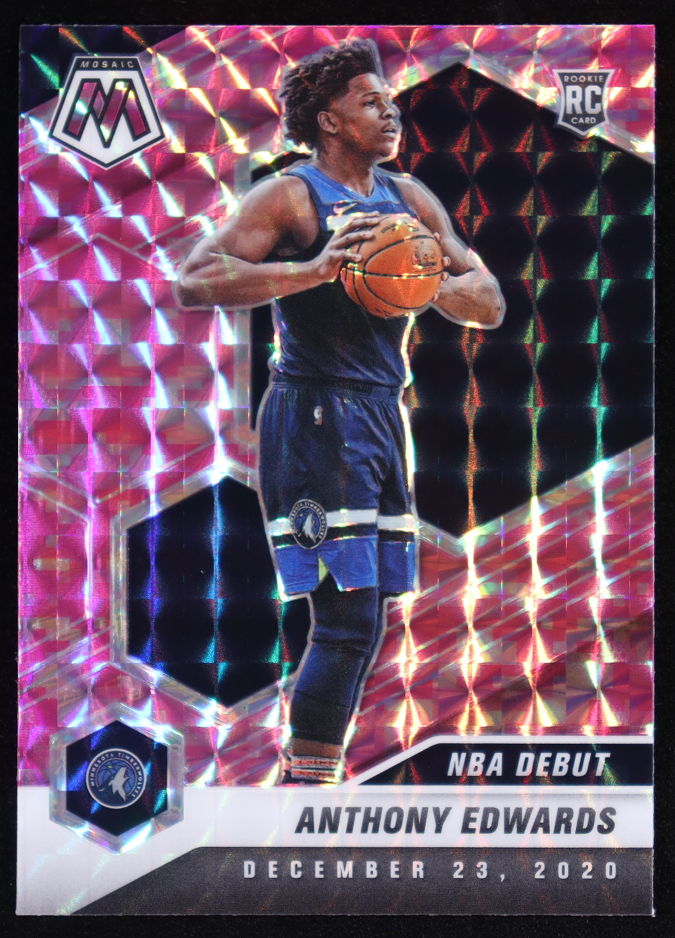 Anthony Edwards 2020-21 Panini Mosaic NBA Debut Pink Camo #261 RC at PristineAuction.com Anthony Edwards 2020-21 Panini Mosaic NBA Debut Pink Camo #261 RC at PristineAuction.com