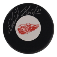 Dominik Hasek Signed Red Wings Logo Hockey Puck (COJO) at PristineAuction.com