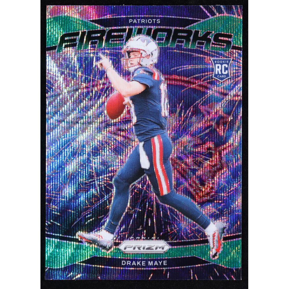 Drake Maye 2024 Panini Prizm Fireworks #22 RC at PristineAuction.com