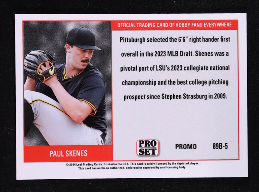 Paul Skenes 2024 Leaf Collective Promo '89 Pro Set Shimmer Light Blue #89B5 RC at PristineAuction.com Paul Skenes 2024 Leaf Collective Promo '89 Pro Set Shimmer Light Blue #89B5 RC at PristineAuction.com