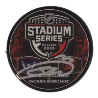 Sebastian Aho Signed 2023 Stadium Series Logo Hockey Puck (COJO) at PristineAuction.com