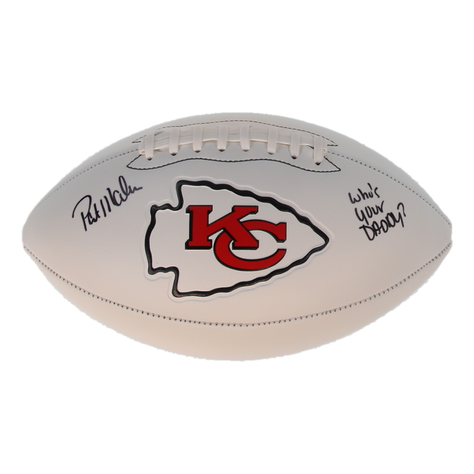 Patrick Mahomes Sr. Signed Chiefs Logo Football Inscribed "Who's Your Daddy?" (Schwartz) at PristineAuction.com Patrick Mahomes Sr. Signed Chiefs Logo Football Inscribed "Who's Your Daddy?" (Schwartz) at PristineAuction.com
