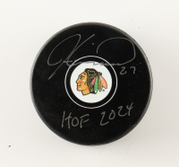 Jeremy Roenick Signed Blackhawks Logo Hockey Puck Inscribed "HOF 2024" (Schwartz) at PristineAuction.com