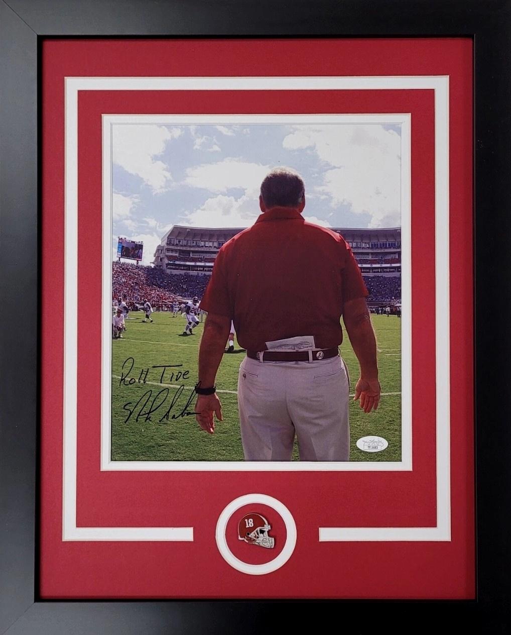 Nick Saban Signed Alabama Crimson Tide Custom Framed Photo Inscribed "Roll Tide" (JSA) at PristineAuction.com Nick Saban Signed Alabama Crimson Tide Custom Framed Photo Inscribed "Roll Tide" (JSA) at PristineAuction.com
