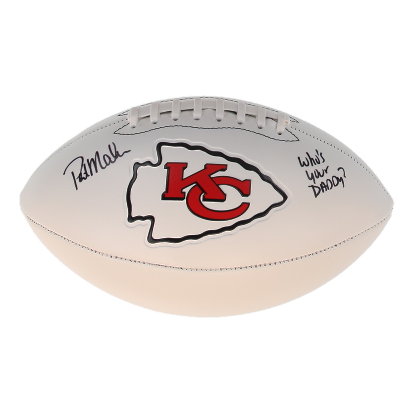 Patrick Mahomes Sr. Signed Chiefs Logo Football Inscribed "Who's Your Daddy?" (Schwartz) at PristineAuction.com Patrick Mahomes Sr. Signed Chiefs Logo Football Inscribed "Who's Your Daddy?" (Schwartz) at PristineAuction.com