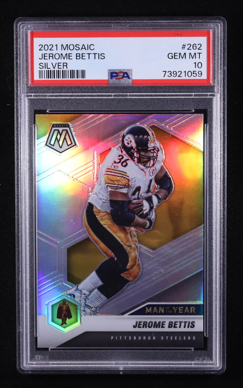 Jerome Bettis 2021 Panini Mosaic Silver #262 (PSA 10) at PristineAuction.com Jerome Bettis 2021 Panini Mosaic Silver #262 (PSA 10) at PristineAuction.com