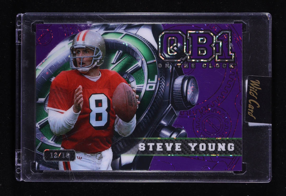 Steve Young 2024 Wild Card QB1 On The Clock Purple Green Donut Circles #OCW-PL-SY2 #12/18 at PristineAuction.com Steve Young 2024 Wild Card QB1 On The Clock Purple Green Donut Circles #OCW-PL-SY2 #12/18 at PristineAuction.com