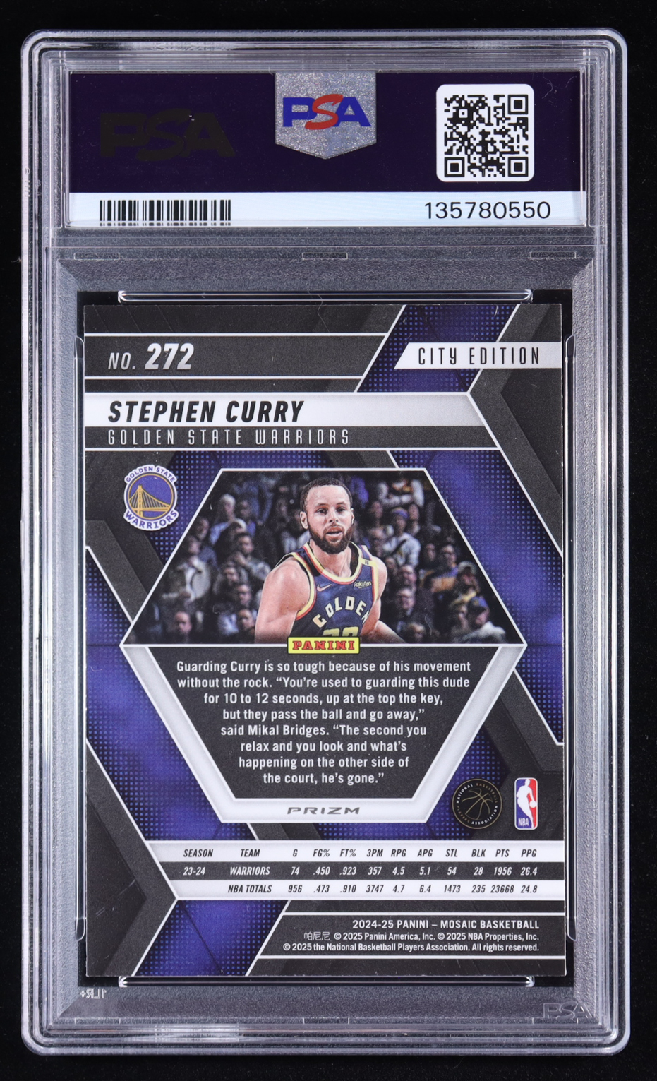 Stephen Curry 2024-25 Panini Mosaic Mosaic City Edition #272 (PSA 10) at PristineAuction.com Stephen Curry 2024-25 Panini Mosaic Mosaic City Edition #272 (PSA 10) at PristineAuction.com