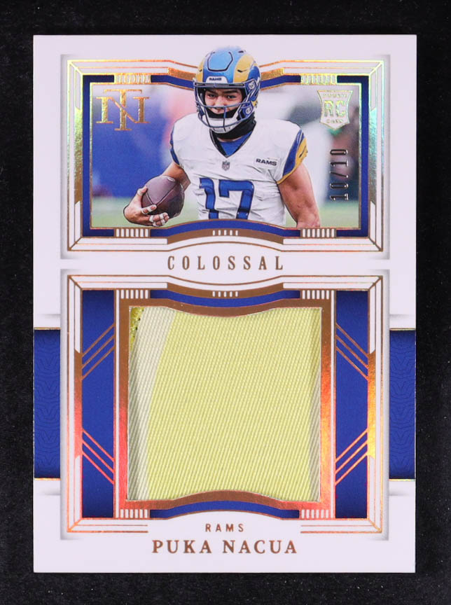 Puka Nacua 2023 Panini National Treasures Colossal Materials Prime Holo Gold #28 #10/10 RC at PristineAuction.com Puka Nacua 2023 Panini National Treasures Colossal Materials Prime Holo Gold #28 #10/10 RC at PristineAuction.com