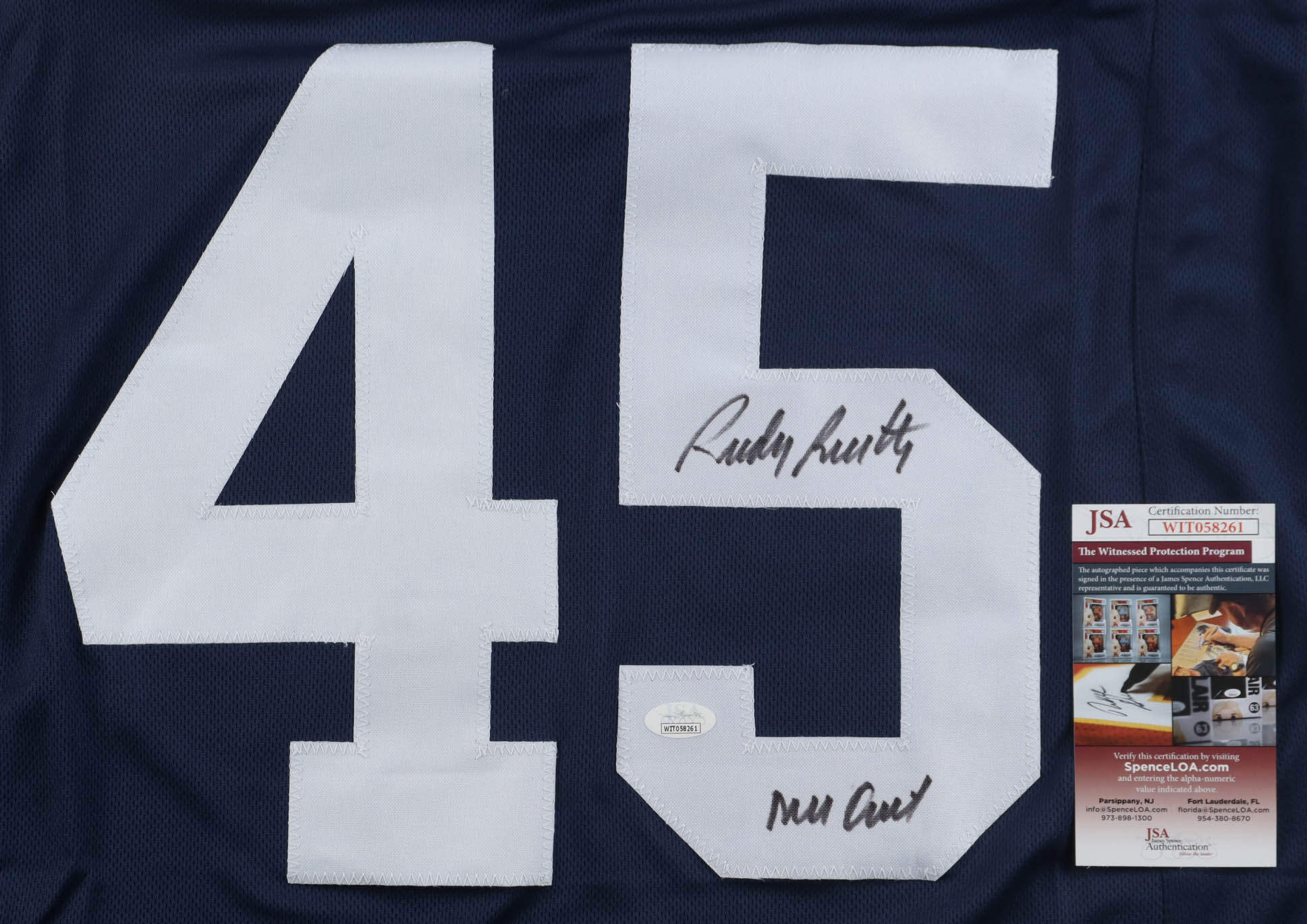 Rudy Ruettiger Signed Jersey Inscribed "Never Quit" (JSA) at PristineAuction.com Rudy Ruettiger Signed Jersey Inscribed "Never Quit" (JSA) at PristineAuction.com