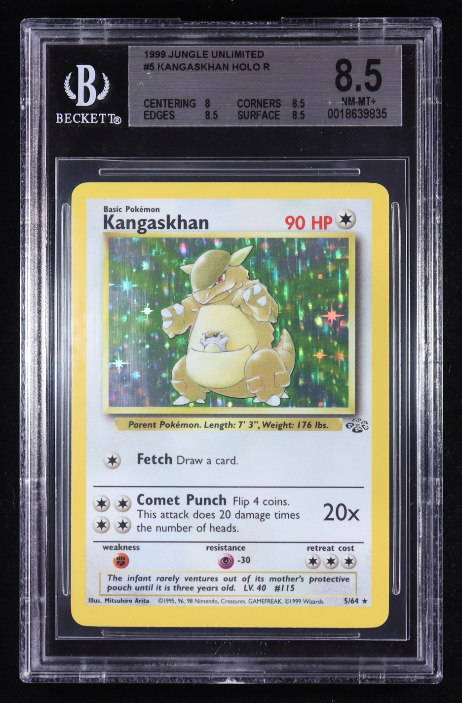Kangaskhan 1999 Pokemon Jungle Unlimited #5 Holo (BGS 8.5) at PristineAuction.com Kangaskhan 1999 Pokemon Jungle Unlimited #5 Holo (BGS 8.5) at PristineAuction.com