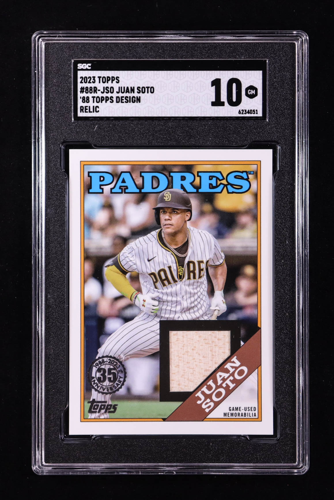 Juan Soto 2023 Topps '88 Topps Relics #88RJSO (SGC 10) at PristineAuction.com Juan Soto 2023 Topps '88 Topps Relics #88RJSO (SGC 10) at PristineAuction.com